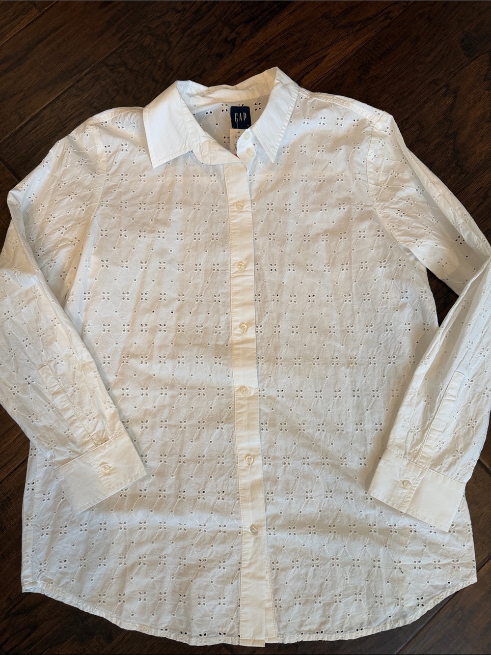 GAP White Eyelet Button-Down Shirt